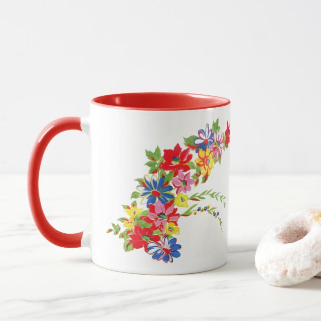 Vintage Floral Mug (With Donut)