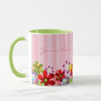 Vintage Floral Mug  Pink Monogram Flower Coffe Mug by myMegaStore at Zazzle