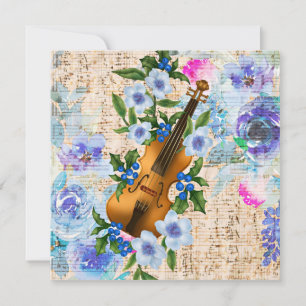 Vintage Floral Music Violin