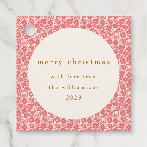 Vintage Floral Muted Red Cute Custom Christmas Favor Tags