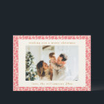 Vintage Floral Muted Red Cute Two Photo Christmas Holiday Card<br><div class="desc">Vintage Floral Muted Red Cute Two Photo Christmas Holiday Card</div>
