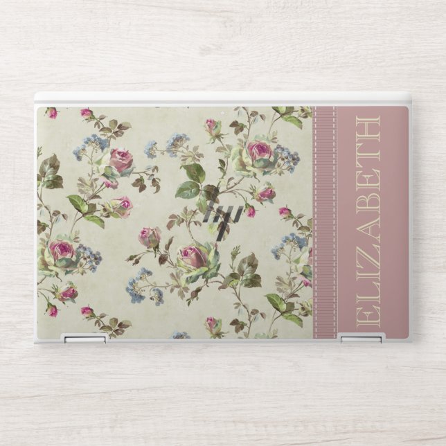 Vintage Floral Name Case HP Laptop Skin (Front)