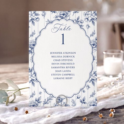 Vintage Floral Navy Blue Wedding Seating Chart