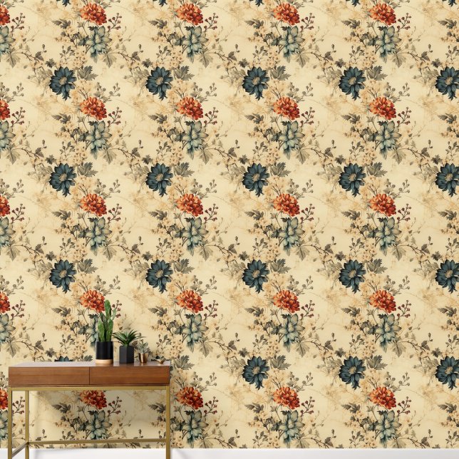 Vintage Floral Old Fashioned  Wallpaper (Hallway)