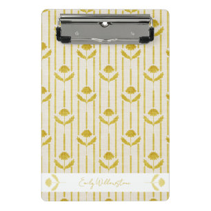 Vintage Floral on stripe in Mustard Yellow Mini Clipboard