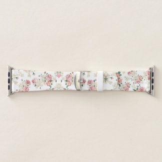 Vintage Floral on White Apple Watch Band