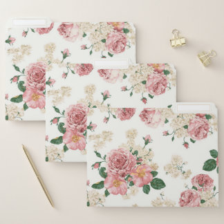 Vintage Floral on White File Folder