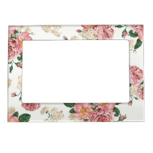 Vintage Floral on White Magnetic Frame