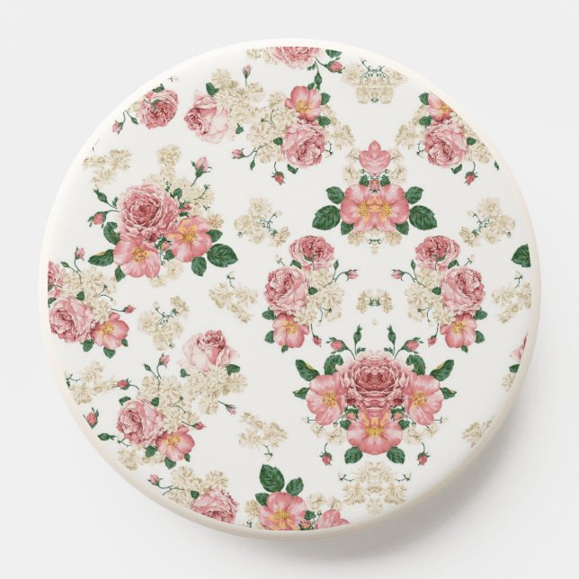 Vintage Floral on White PopSocket (Popsocket)