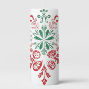 Vintage Floral Ornament - Holiday Design Pillar Candle