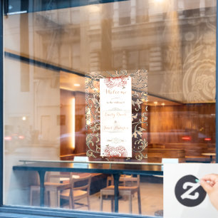 Vintage Floral Ornament Wedding Retractable Banner Window Cling