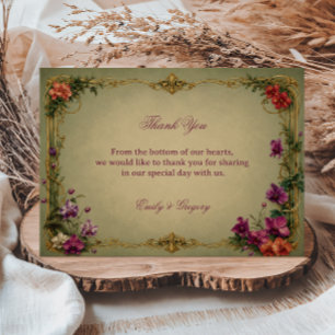 Vintage Floral Ornamental Thank You Card
