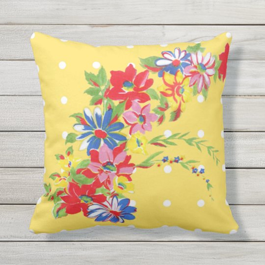 Vintage Floral Outdoor Pillow Zazzle Com