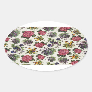 Vintage Floral Oval Sticker