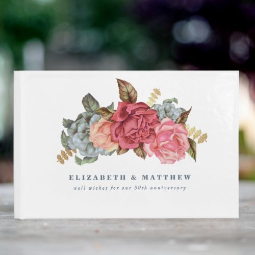 Vintage Floral Painting Anniversary Guest Books
