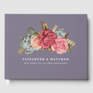 Vintage Floral Painting Anniversary Guest Books