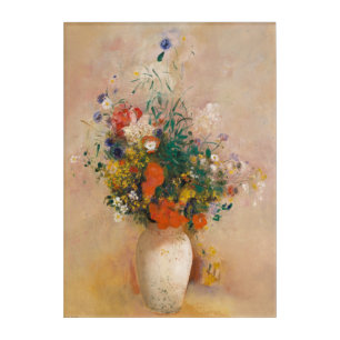 Vintage Floral Painting by Redon: Vase of Flowers Acrylic Print
