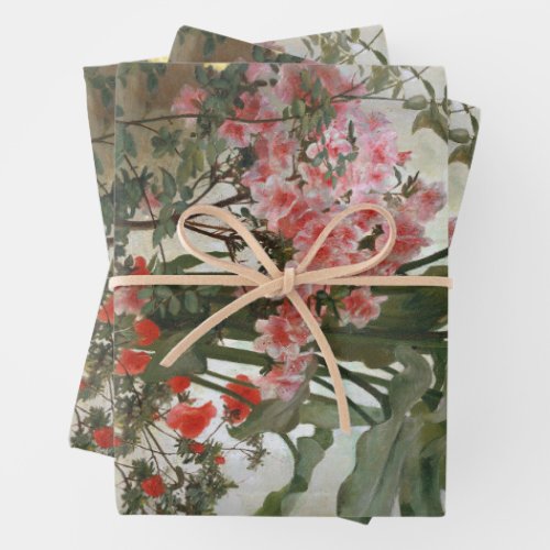 Vintage Floral Painting Side of a Greenhouse Wrapping Paper Sheets