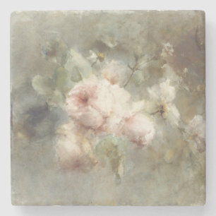 Vintage Floral Painting Stone Coaster