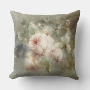 Vintage Floral Painting Throw Pillow