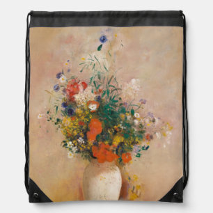 Vintage Floral Painting: Vase of Flowers by Redon Drawstring Bag