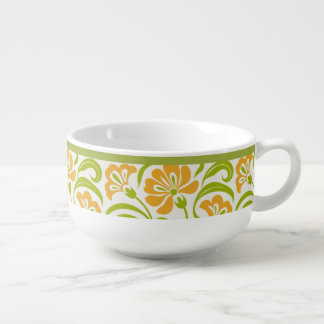 Vintage Floral Paisley Pattern | Orange Green Bota Soup Mug