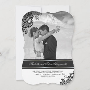 Vintage Floral Paisley Photo Wedding Announcement