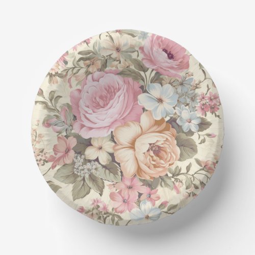 Vintage Floral Paper Bowl