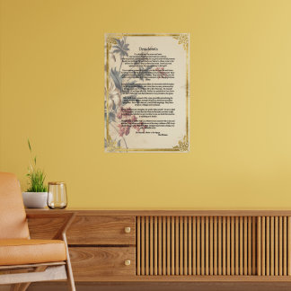 Vintage Floral Paper Desiderata by Max Ehrman Poster