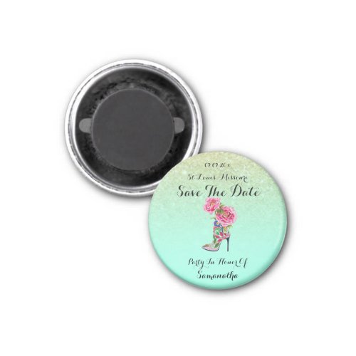 Vintage Floral Party Shoe Save The Date Magnet