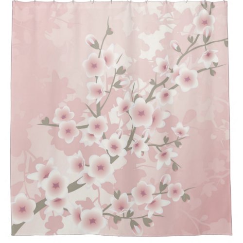 Vintage Floral Pastel Cherry Blossoms Shower Curtain