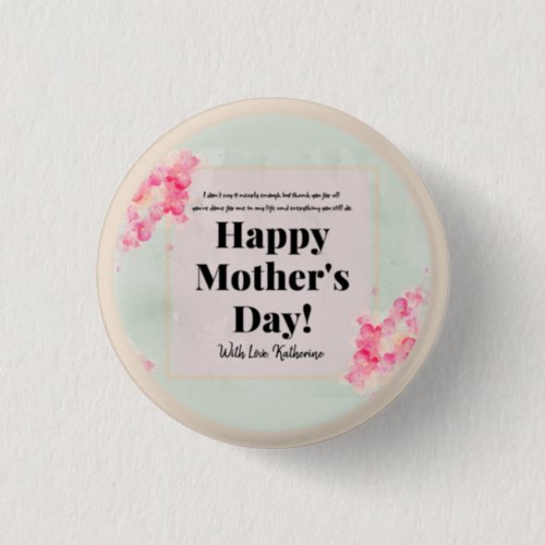 Vintage Floral Pastel Pink Purple Mothers Day Button