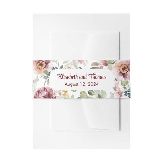 Vintage floral pastel wedding belly band (Front Example)