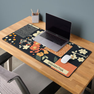 Vintage Floral Patchwork Pattern (2) Desk Mat