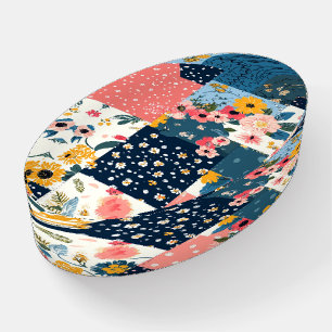 Vintage Floral Patchwork Pattern (4) Paperweight