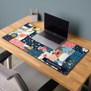 Vintage Floral Patchwork Pattern (5) Desk Mat