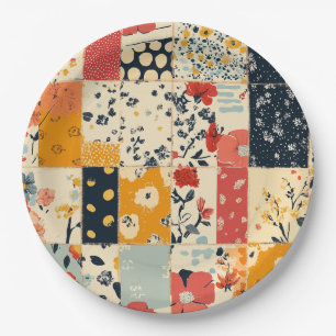 Vintage Floral Patchwork Pattern (8) Paper Plates