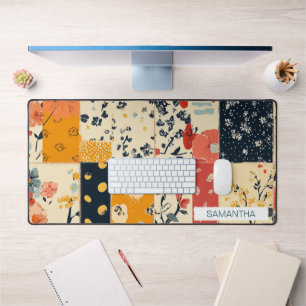 Vintage Floral Patchwork Pattern (9) Desk Mat