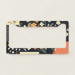 Vintage Floral Patchwork Pattern License Plate Frame