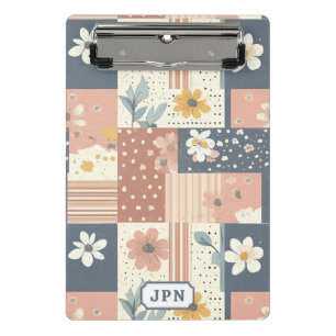 Vintage Floral Patchwork Pattern - Pastel (11) Mini Clipboard
