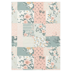 Vintage Floral Patchwork Pattern - Pastel (1) Tablecloth