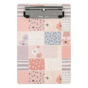 Vintage Floral Patchwork Pattern - Pastel (3) Mini Clipboard