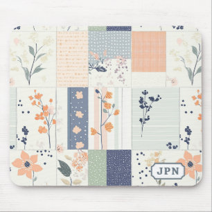 Vintage Floral Patchwork Pattern - Pastel (4) Mouse Pad