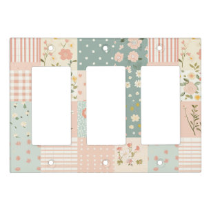 Vintage Floral Patchwork Pattern - Pastel (6) Light Switch Cover