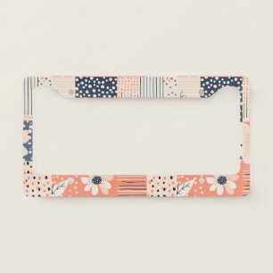 Vintage Floral Patchwork Pattern - Pastel (7) License Plate Frame