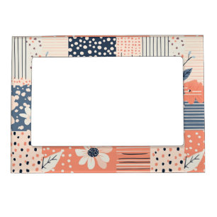 Vintage Floral Patchwork Pattern - Pastel (7) Magnetic Frame