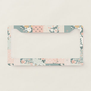 Vintage Floral Patchwork Pattern - Pastel License Plate Frame