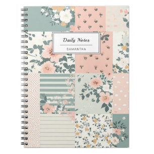 Vintage Floral Patchwork Pattern - Pastel Notebook