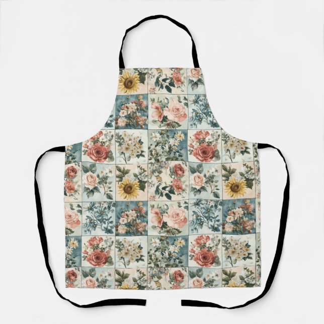 Vintage Floral Patchwork Style Design Apron (Front)
