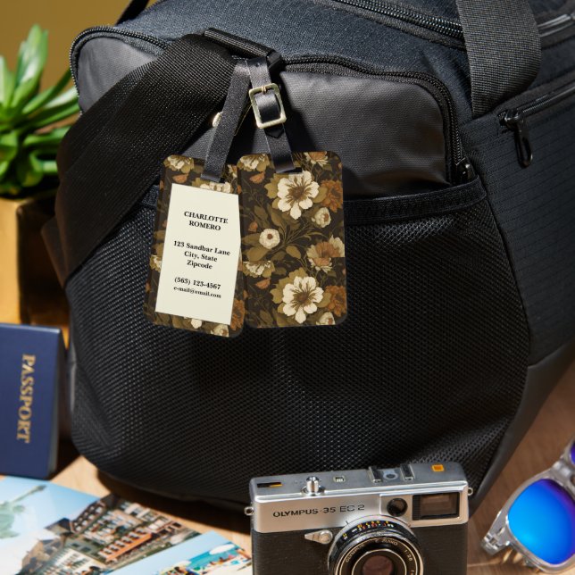 Vintage Floral Pattern (1) Luggage Tag (Front & Back)